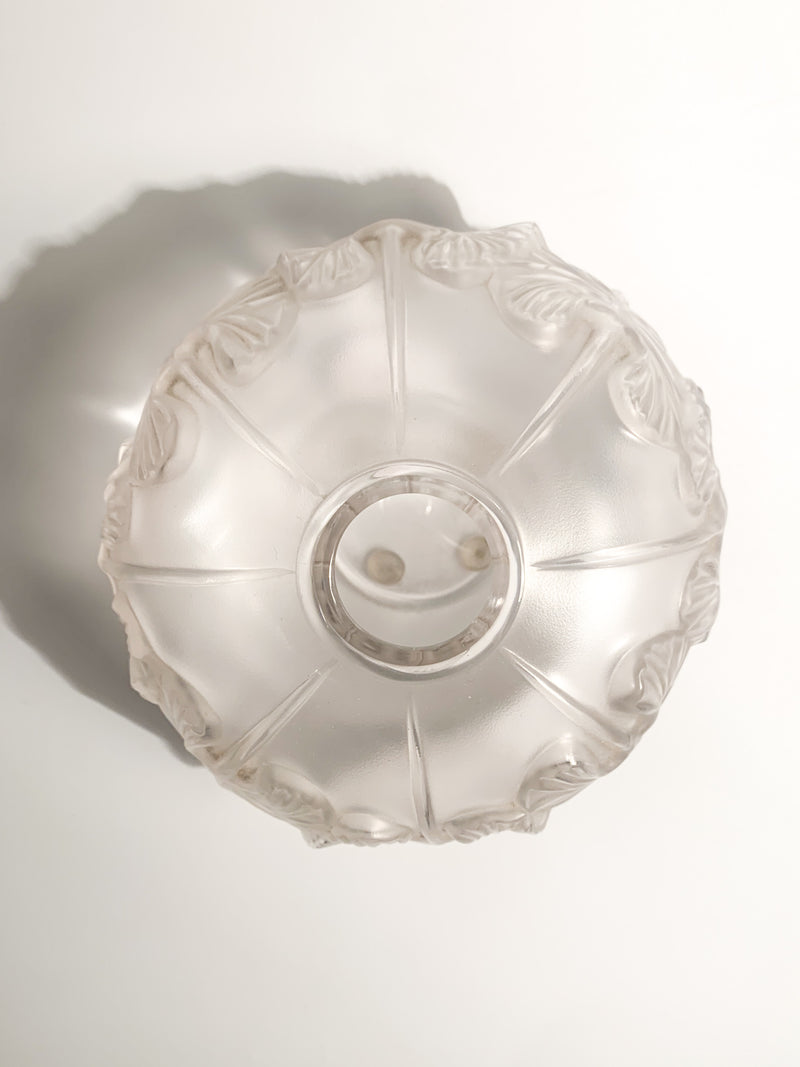 Vaso Monofiore in Cristallo di Lalique Feuilles Anni 50