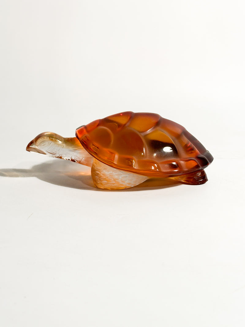 Tartaruga in Cristallo di Lalique Arancione Anni 50