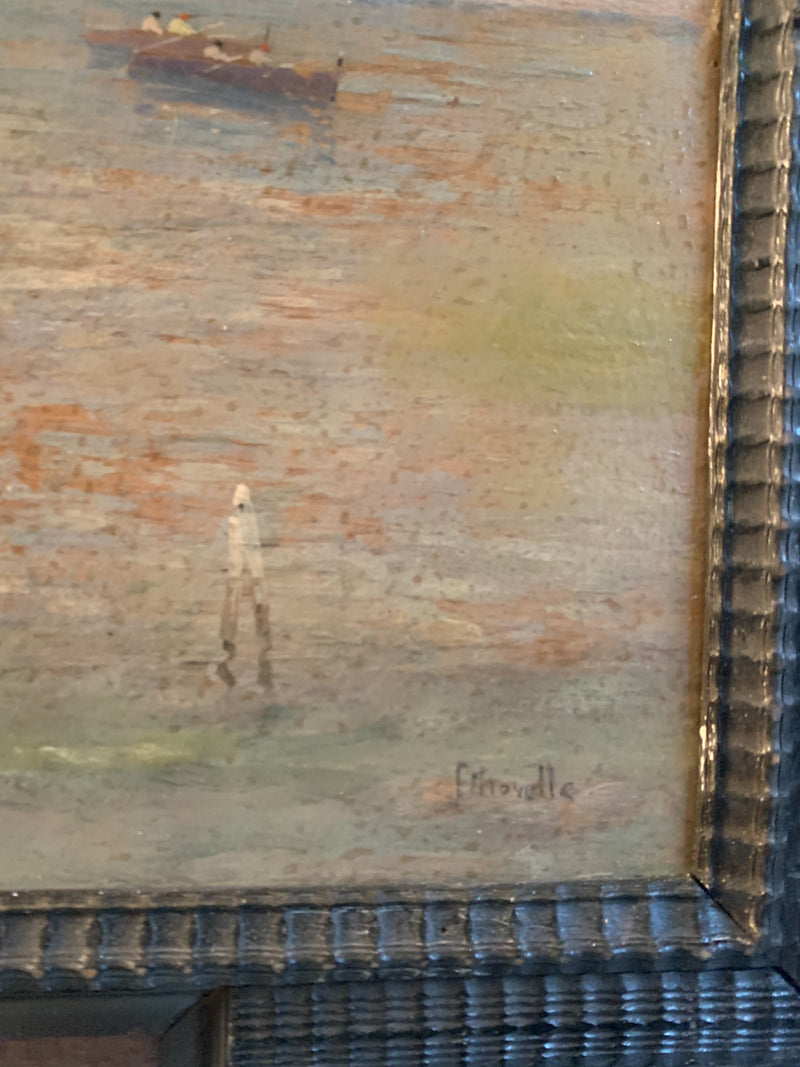 Dipinto Olio su Tavola di una Marina di Federico Morello Anni 20