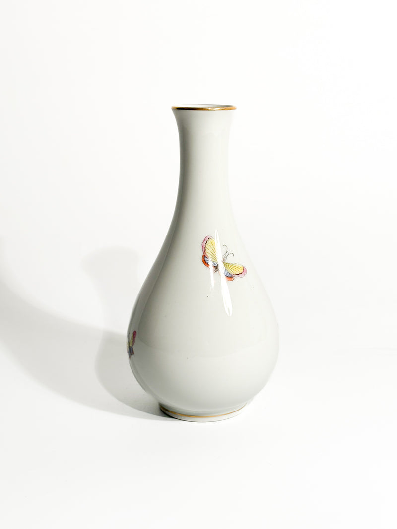 Vaso Monofiore in Porcellana di Herend Dipinto a Mano Anni 50