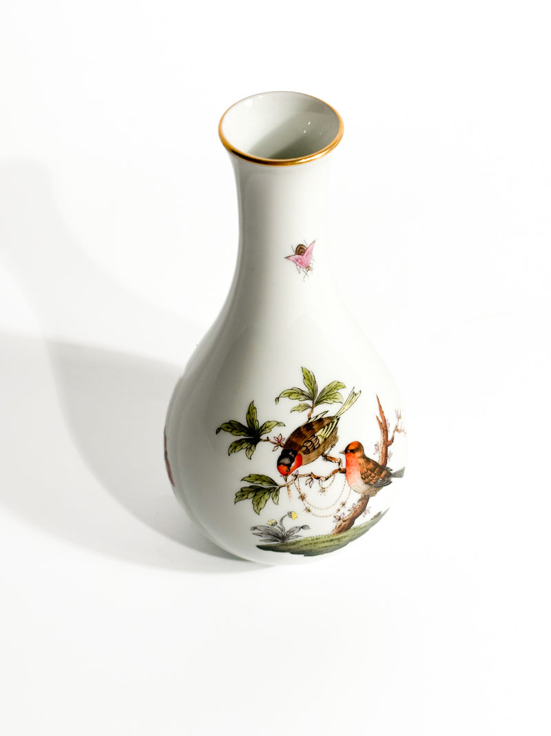 Vaso Monofiore in Porcellana di Herend Dipinto a Mano Anni 50