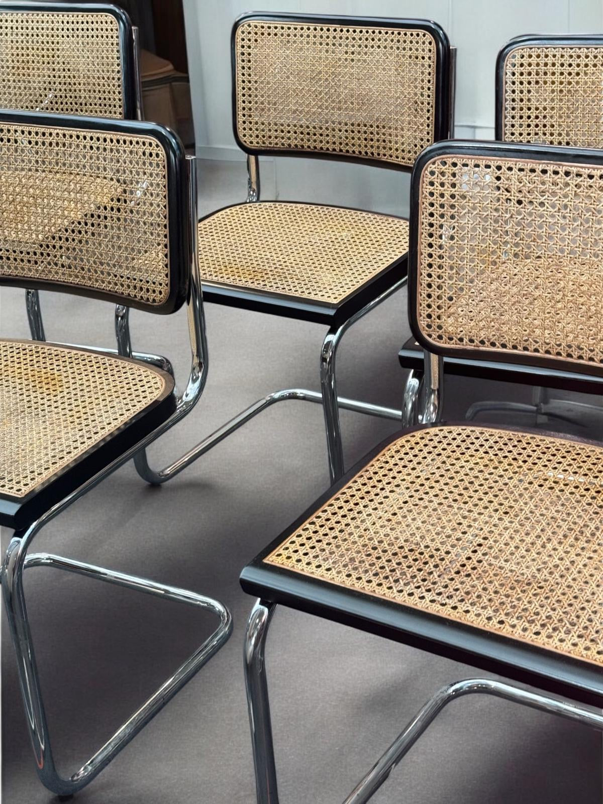 Set of 6 'Cesca' Chairs Designed by Marcel Breuer for Gavina 1960s