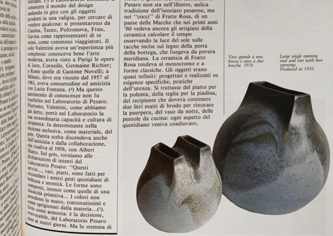 Vaso in Ceramica Fischietto con Doppia Bocca di Franco Bucci Anni 70