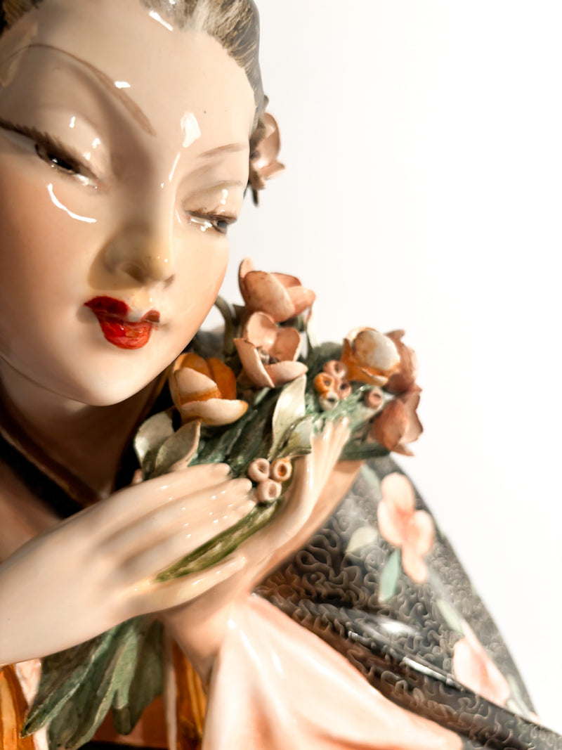 Ceramic Sculpture of Oriental Lady by Bertolotti V.B.C.M. 40s