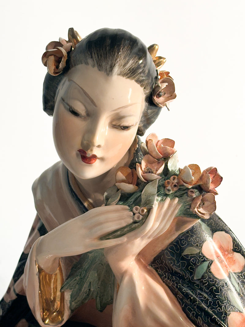 Ceramic Sculpture of Oriental Lady by Bertolotti V.B.C.M. 40s