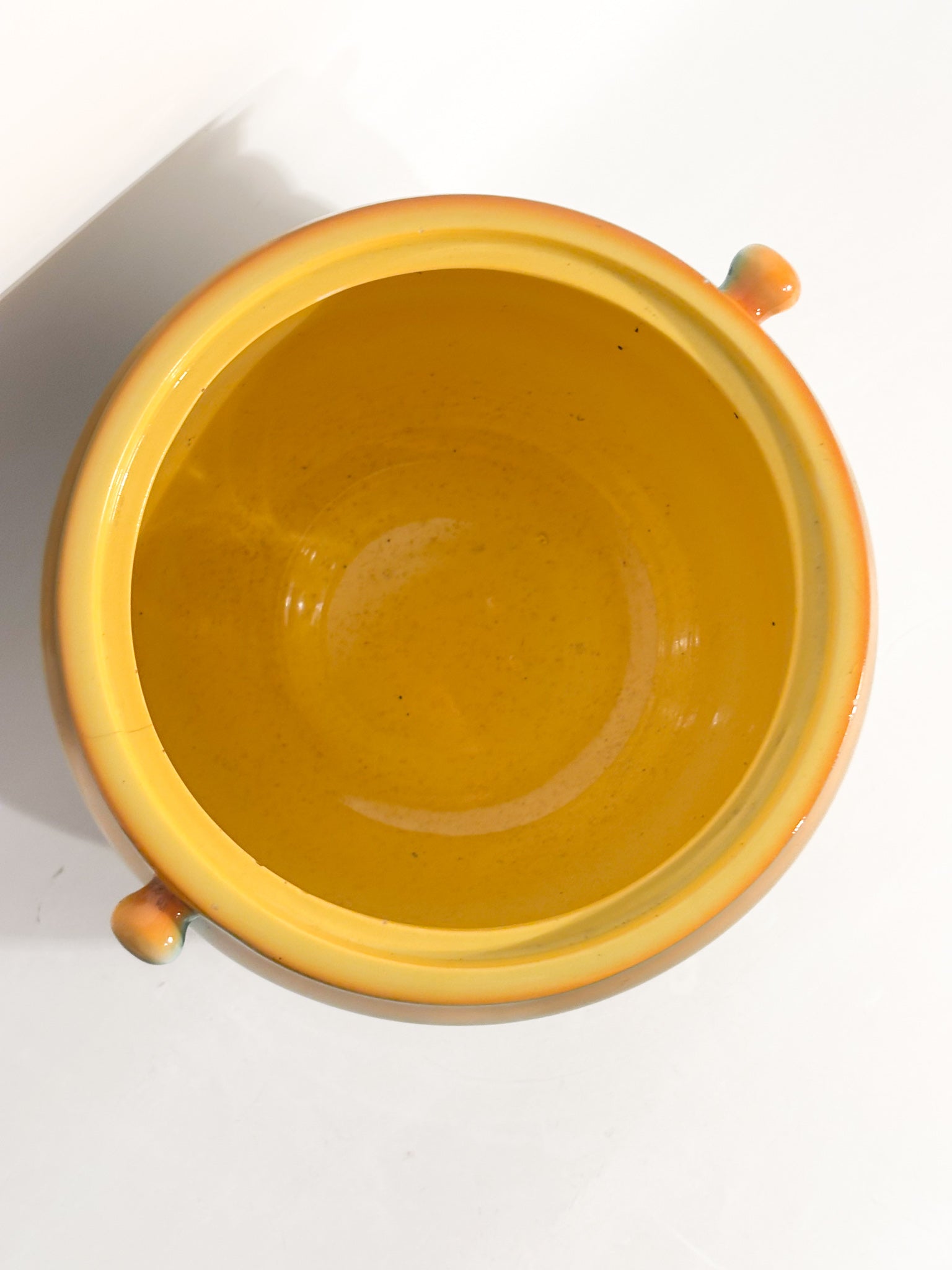 Vaso Cachepot Aerografato Giallo e Verde di Ceramiche Galvani Pordenone Anni 50
