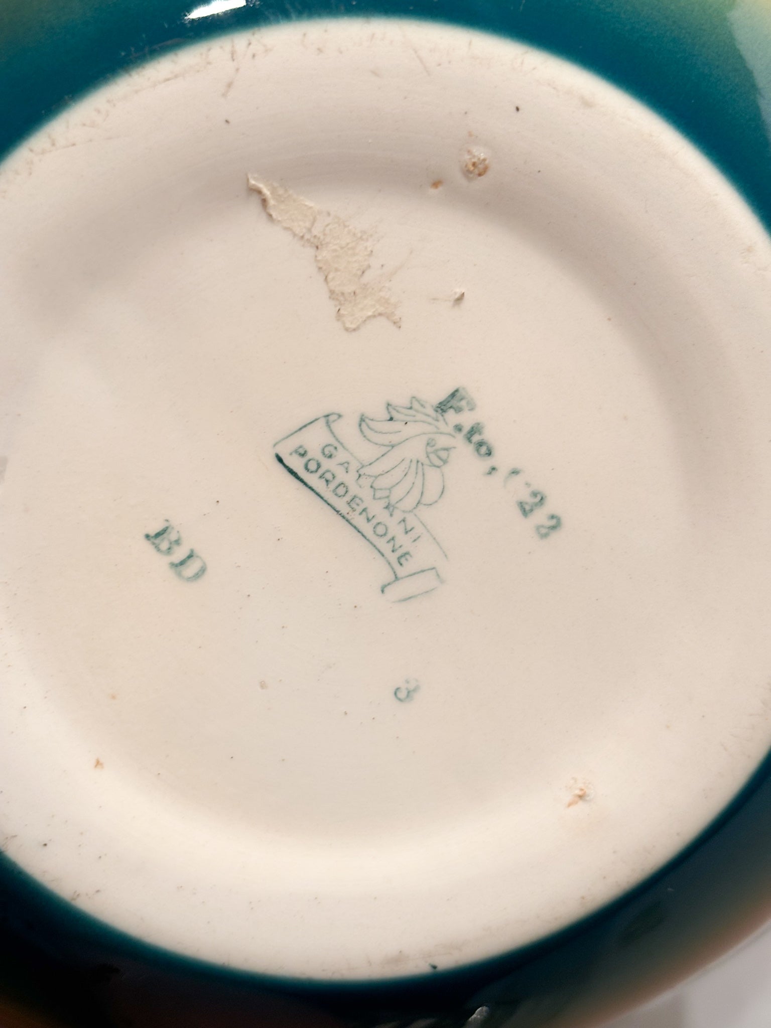 Vaso Cachepot Aerografato Giallo e Verde di Ceramiche Galvani Pordenone Anni 50