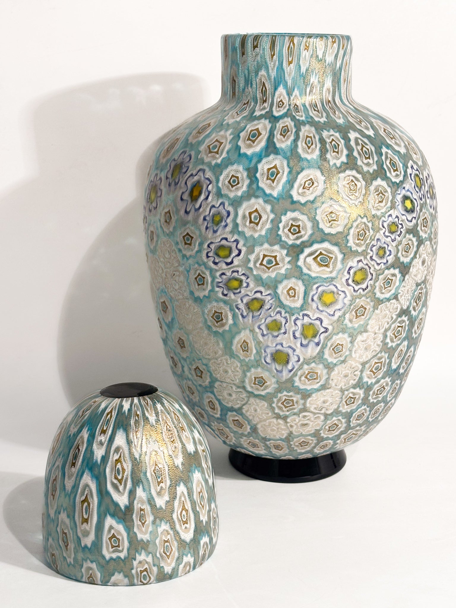 Vaso Potiche in Vetro di Murano con Murrine Millefiori di La Murrina Anni 80