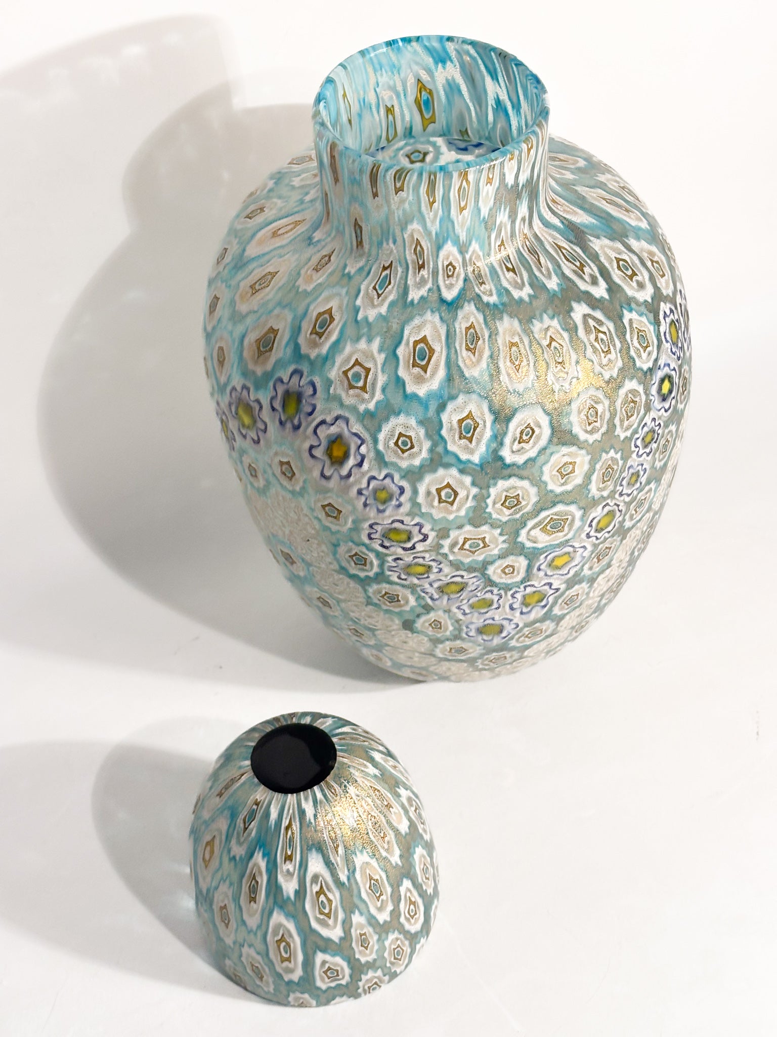 Vaso Potiche in Vetro di Murano con Murrine Millefiori di La Murrina Anni 80