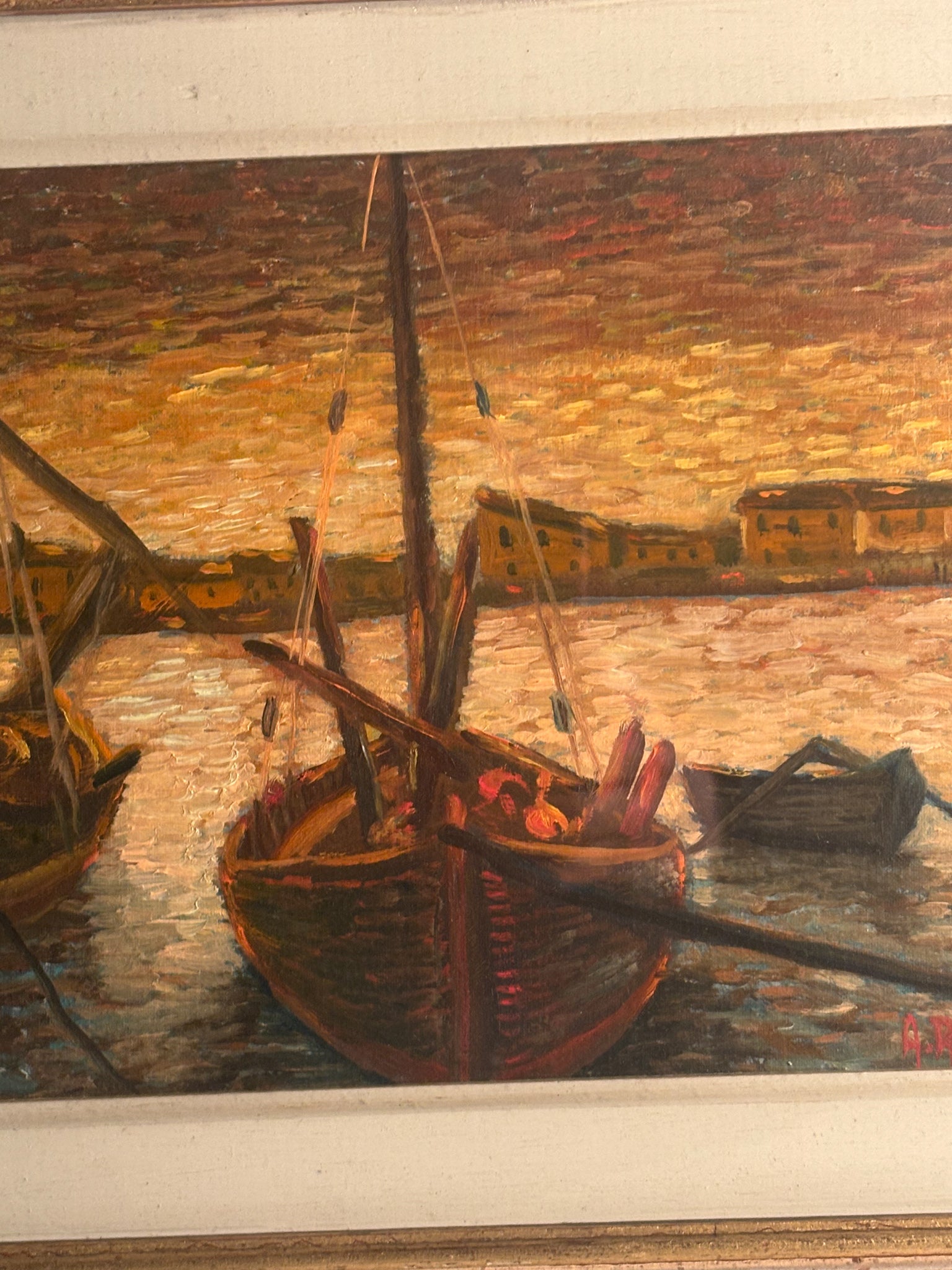 Oil Painting on Canvas Board from Castiglione della Pescaia by Ado Ragazzini