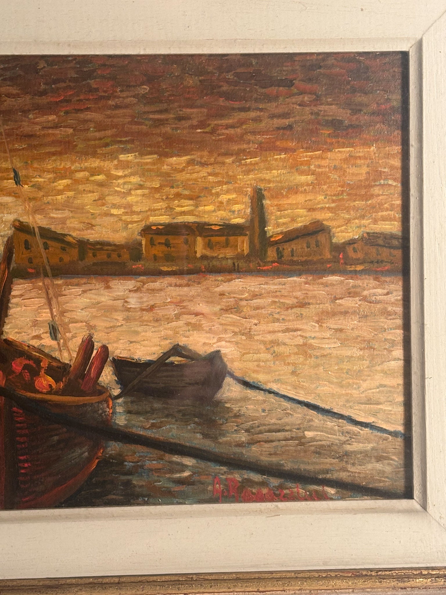 Oil Painting on Canvas Board from Castiglione della Pescaia by Ado Ragazzini