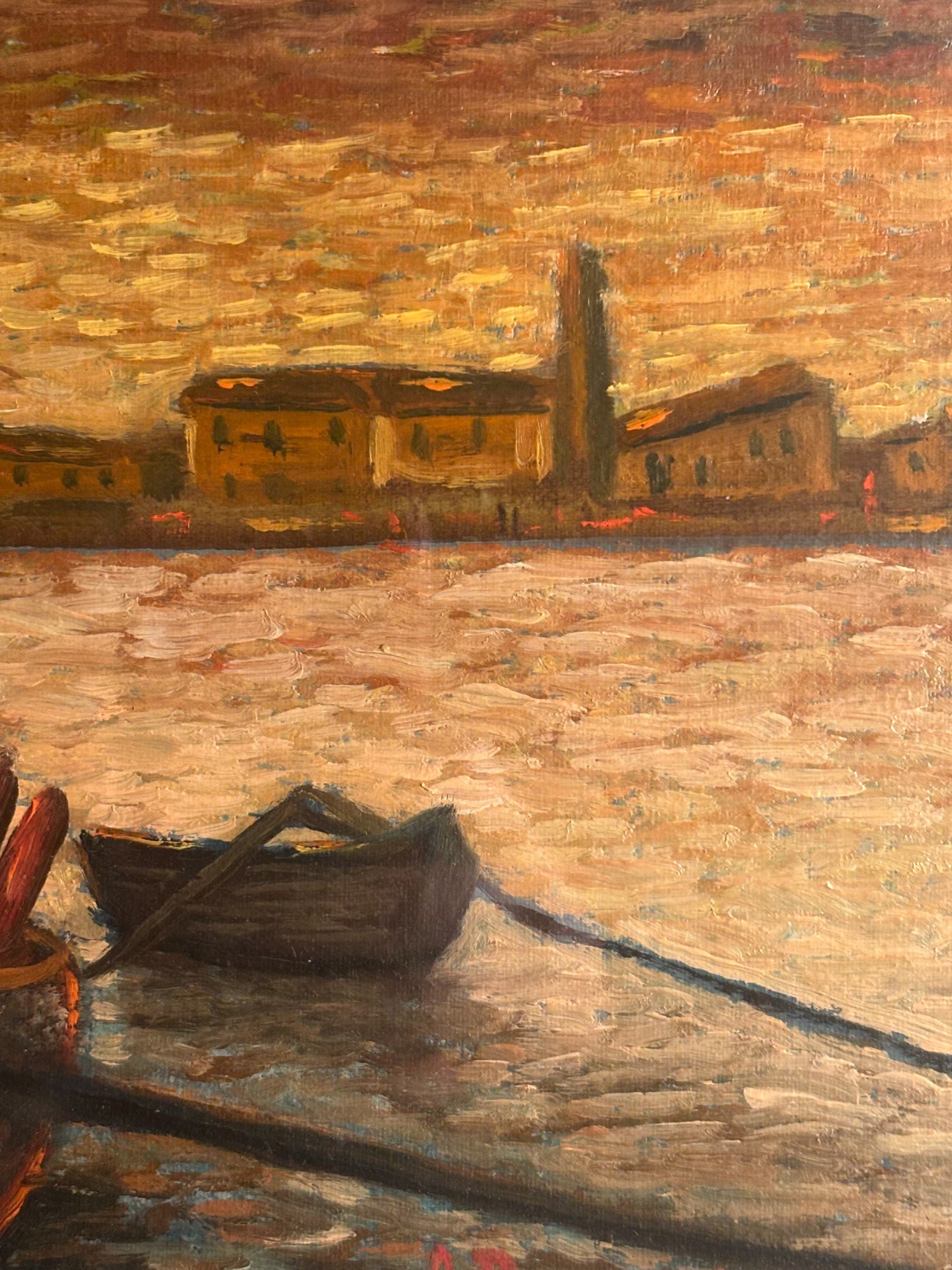 Oil Painting on Canvas Board from Castiglione della Pescaia by Ado Ragazzini
