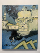 Dipinto Olio su Tela di Venezia di Remo Brindisi Anni 70