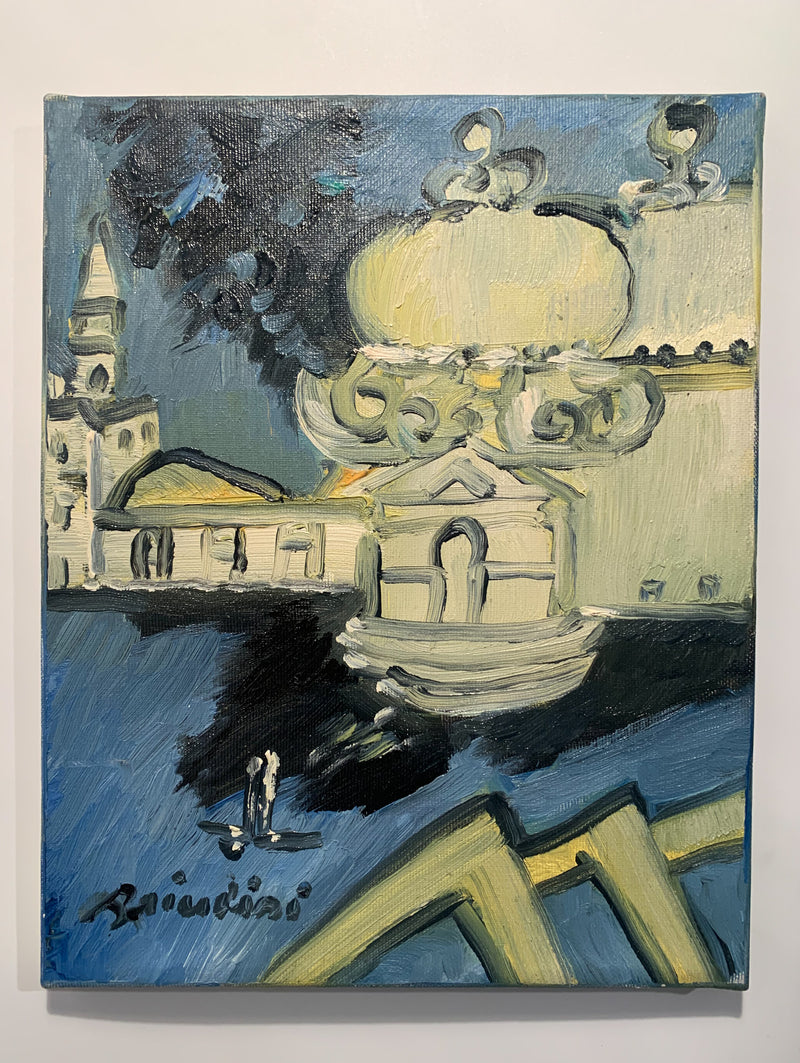 Dipinto Olio su Tela di Venezia di Remo Brindisi Anni 70