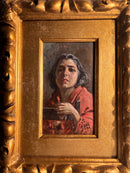 Dipinto Olio su Tavola di Donna di Luigi Palumbo del 1800