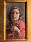 Dipinto Olio su Tavola di Donna di Luigi Palumbo del 1800