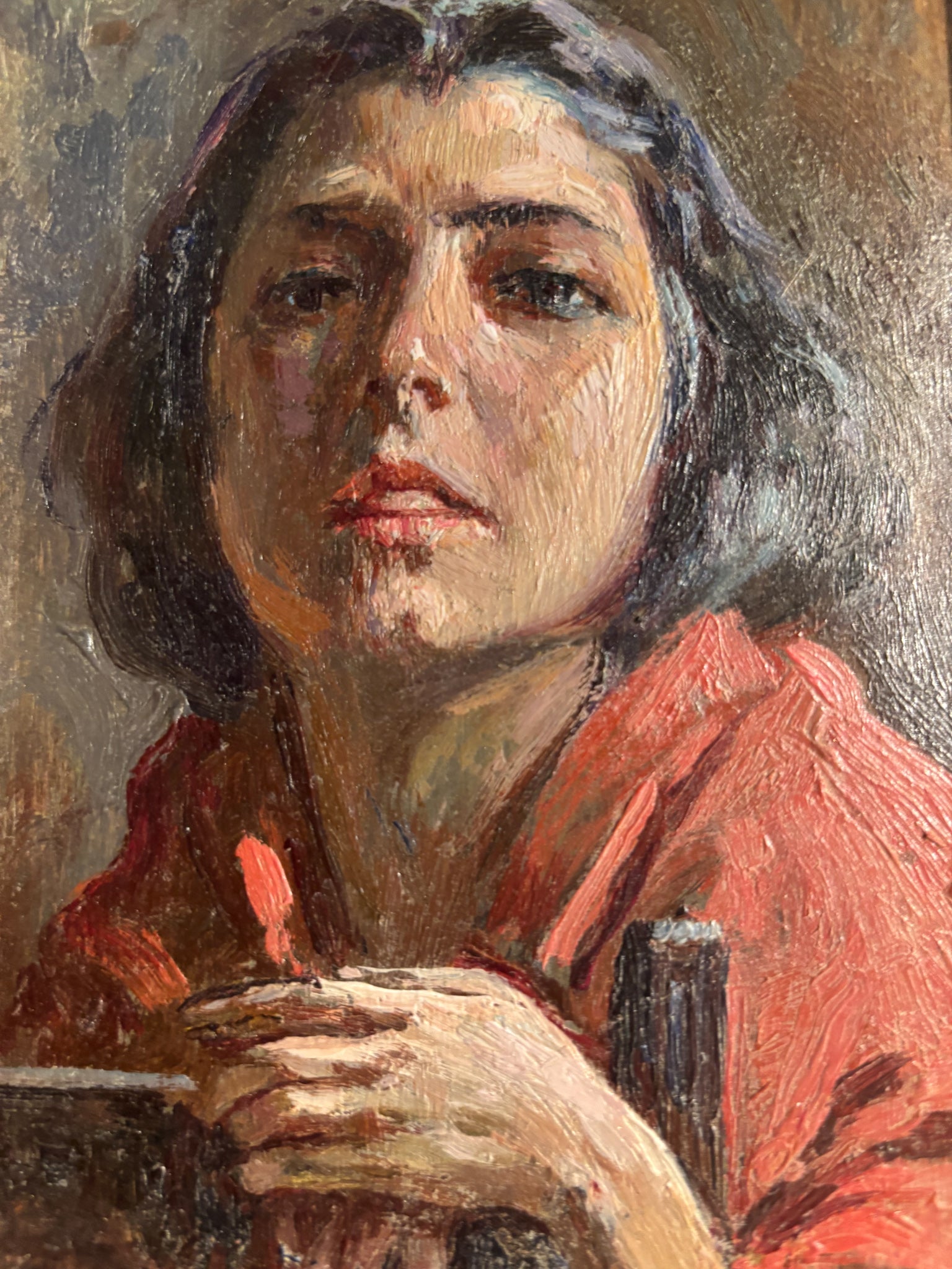 Oil Painting on Canvas of a Woman by Luigi Palumbo from the 1800s