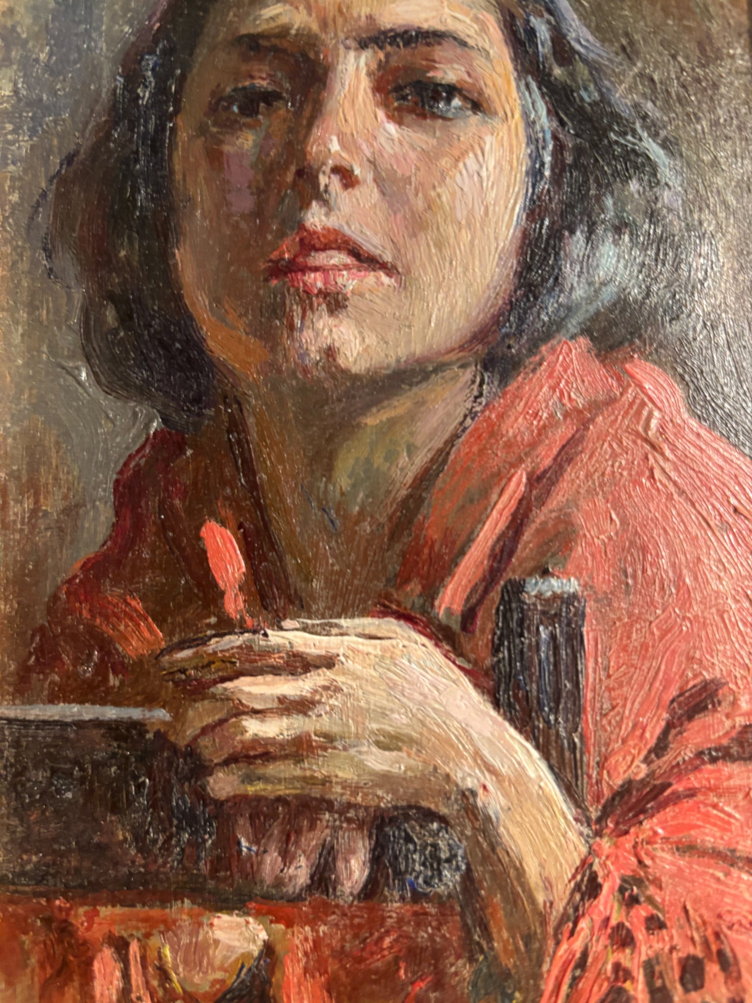 Oil Painting on Canvas of a Woman by Luigi Palumbo from the 1800s