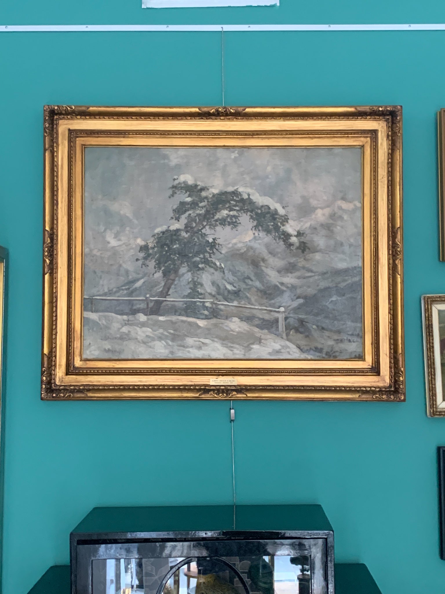 Oil Painting on Canvas by Alberto Dressler 'Snowy Landscape' from 1944