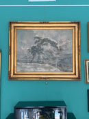 Dipinto Olio su Tela di Alberto Dressler 'Paesaggio Innevato' del 1944