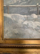 Dipinto Olio su Tela di Alberto Dressler 'Paesaggio Innevato' del 1944