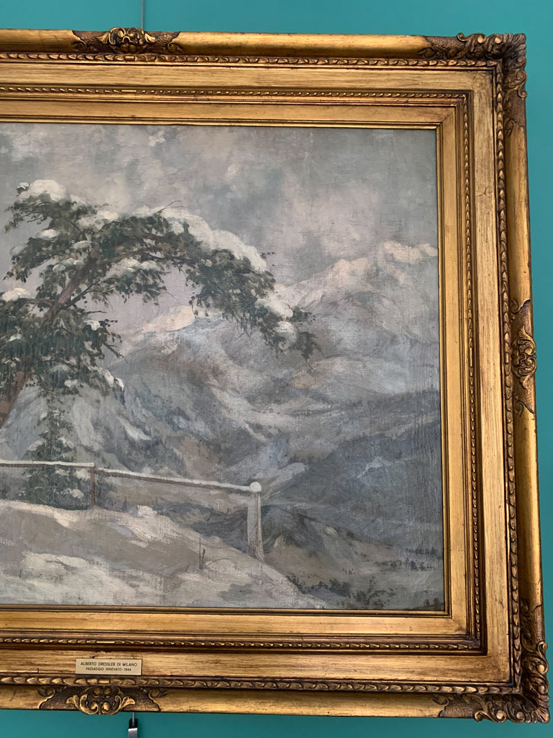Oil Painting on Canvas by Alberto Dressler 'Snowy Landscape' from 1944
