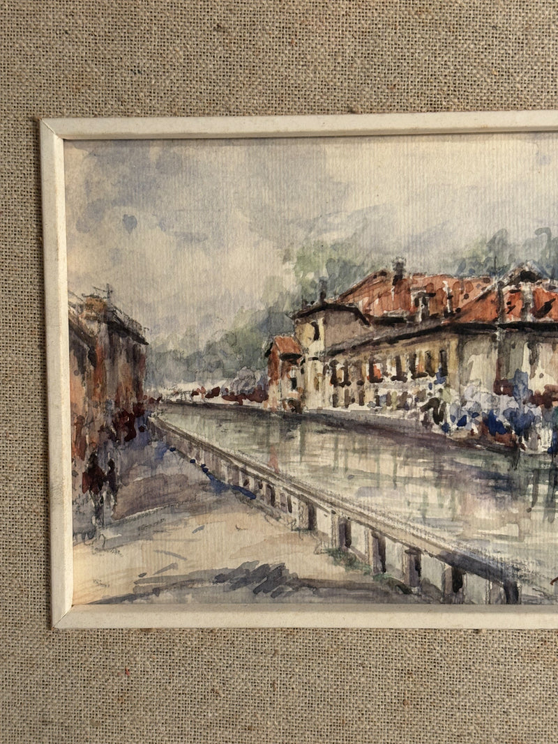 Pair of Watercolors from Milan by Rino Castiglioni 1960s