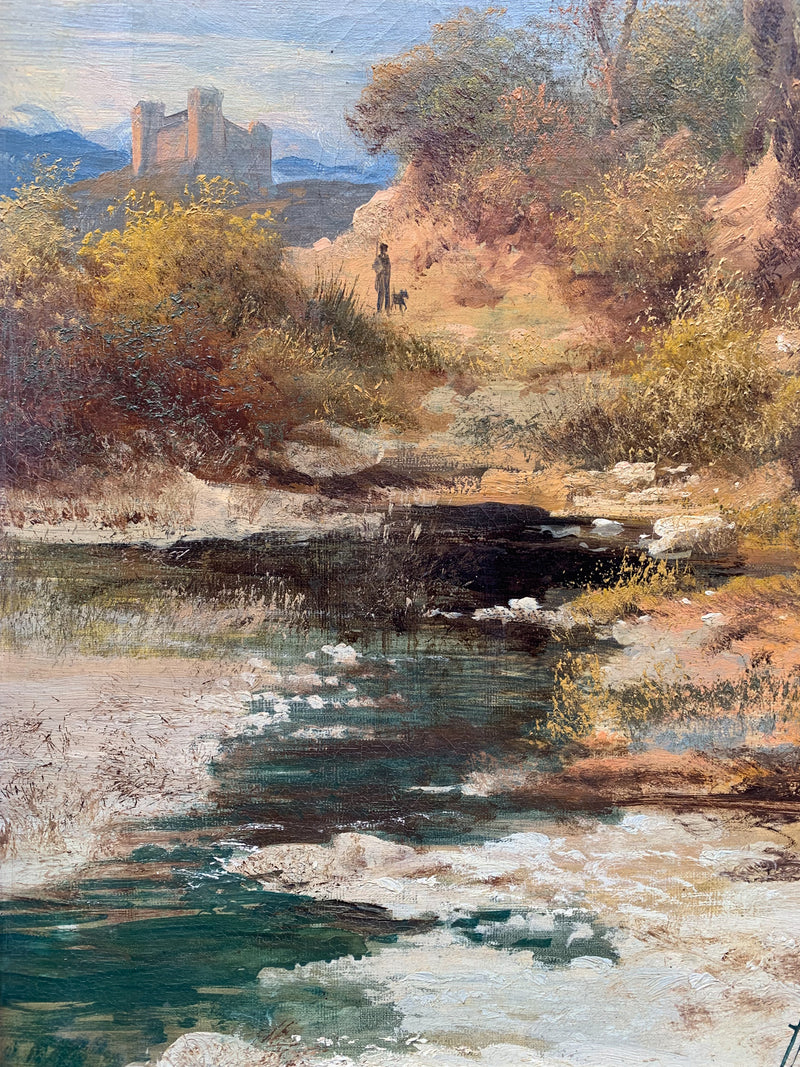 Oil Painting on Canvas of Autumn Landscape by Henry Markò, Early Twentieth Century