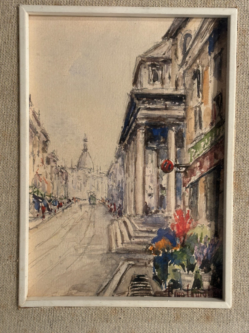 Pair of Watercolors from Milan by Rino Castiglioni 1960s