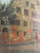Oil Painting on Board of Venice Canal by Gino Albieri 1920s