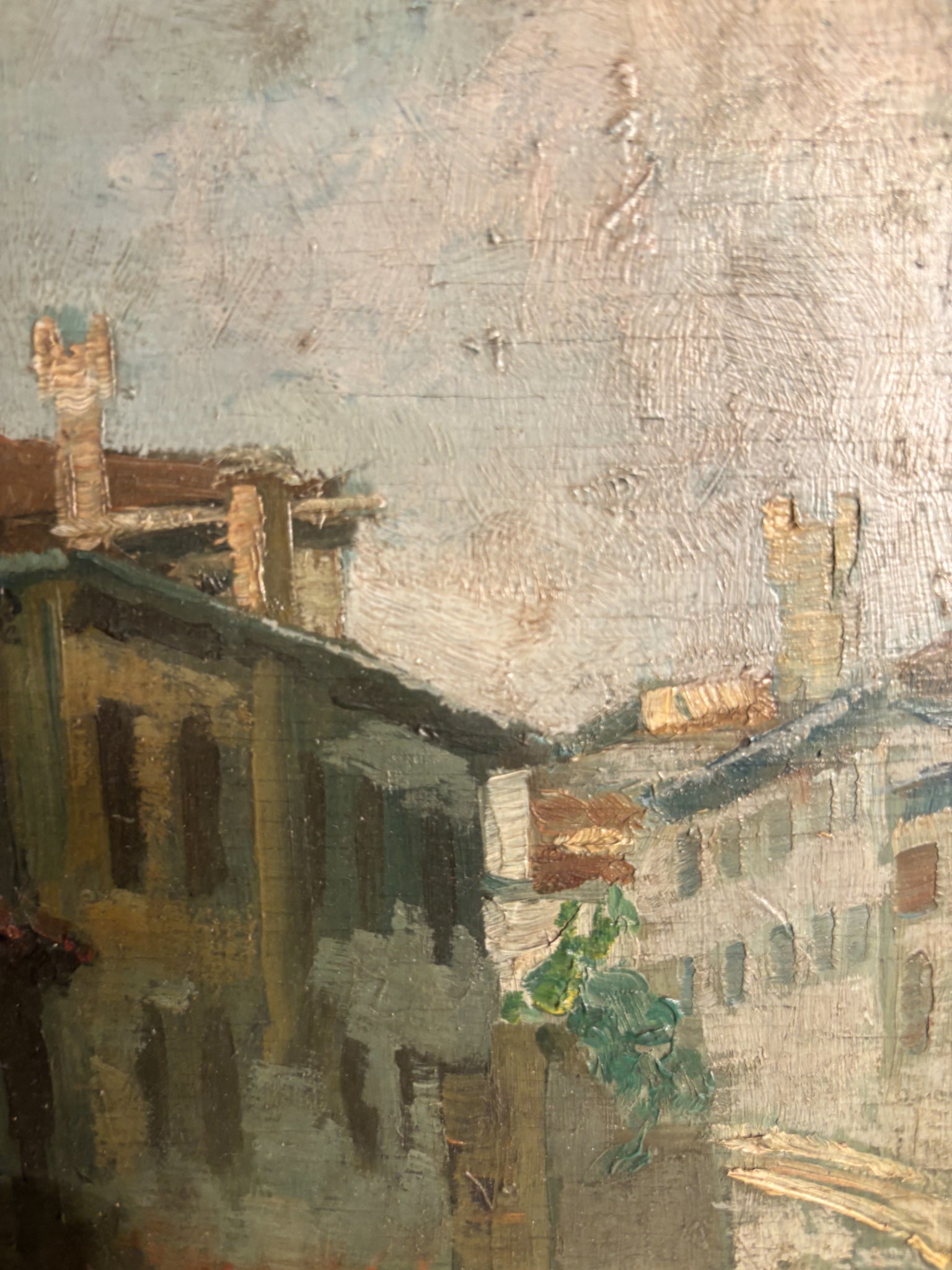 Oil Painting on Board of Venice Canal by Gino Albieri 1920s