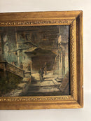 Oil Painting on Panel of Soldiers in Urban Landscape Late 1800s