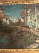 Oil Painting on Panel of Soldiers in Urban Landscape Late 1800s