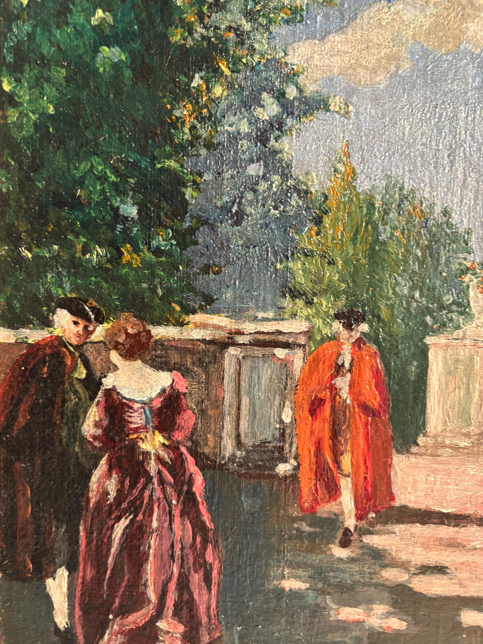 Oil Painting on Panel of Figures in Landscape by Louis Feldmann Early Twentieth Century