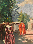 Oil Painting on Panel of Figures in Landscape by Louis Feldmann Early Twentieth Century