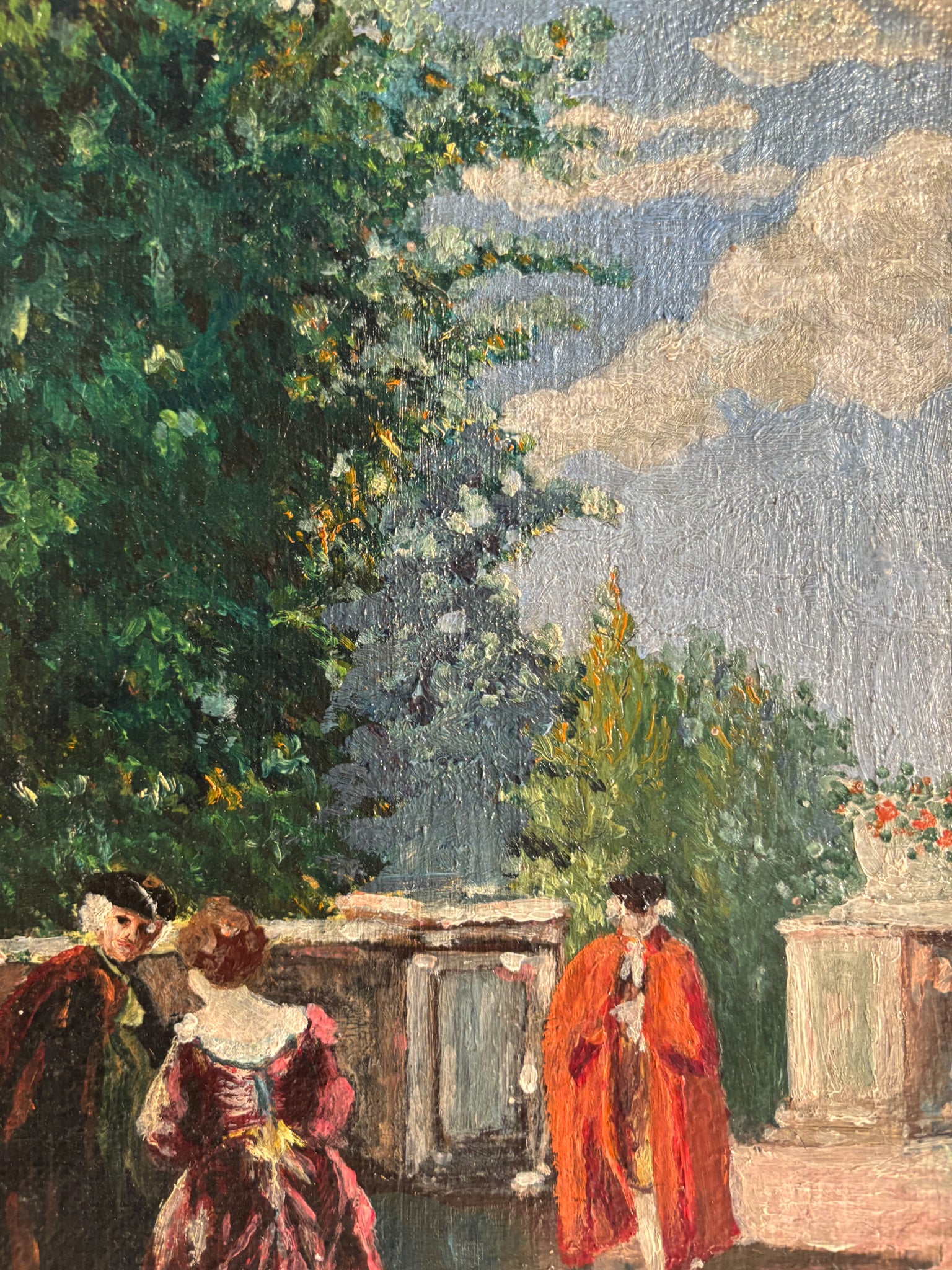 Oil Painting on Panel of Figures in Landscape by Louis Feldmann Early Twentieth Century