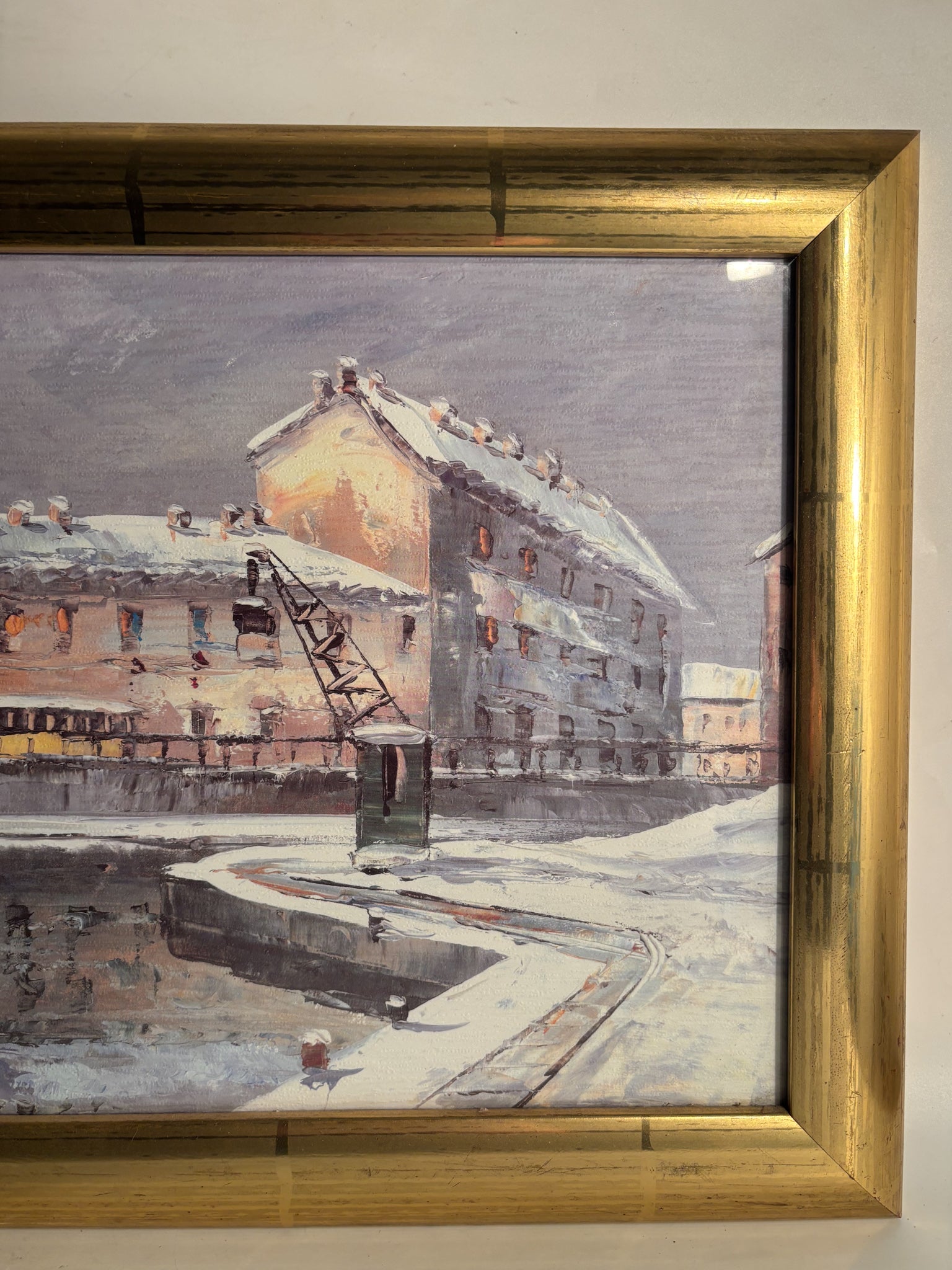 Oil Painting on Cardboard of Naviglio in Milan by Eugenio Mantegani 1980s
