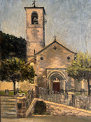 Oil Painting on Cardboard of Church from the 60s