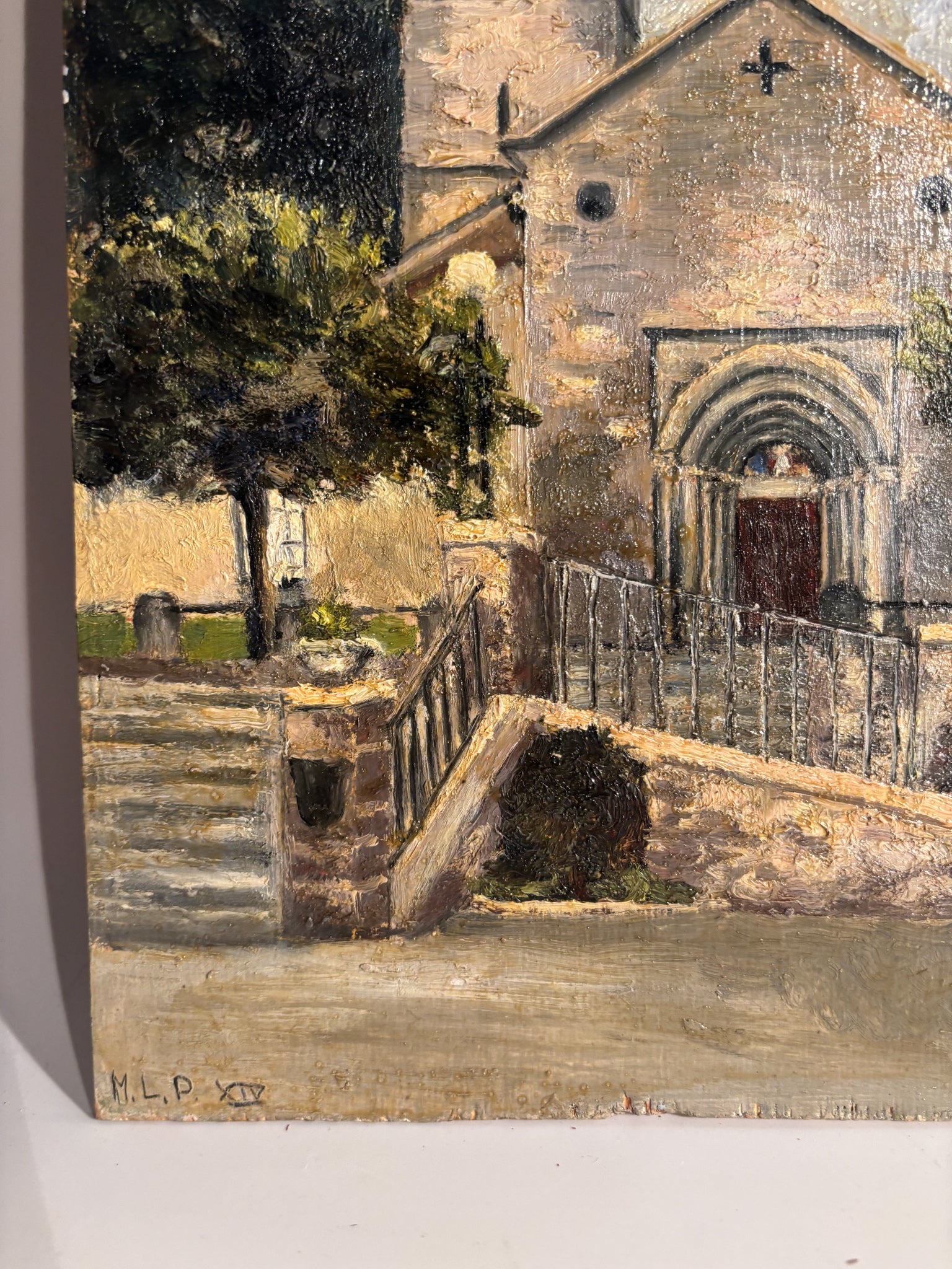 Oil Painting on Cardboard of Church from the 60s