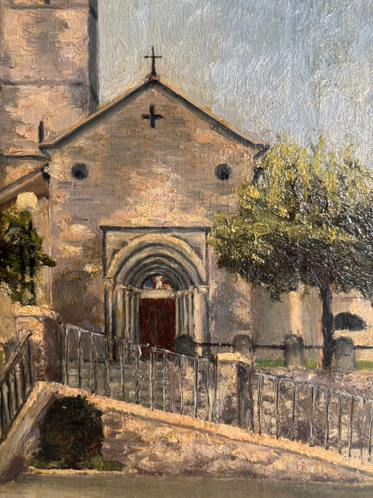 Oil Painting on Cardboard of Church from the 60s
