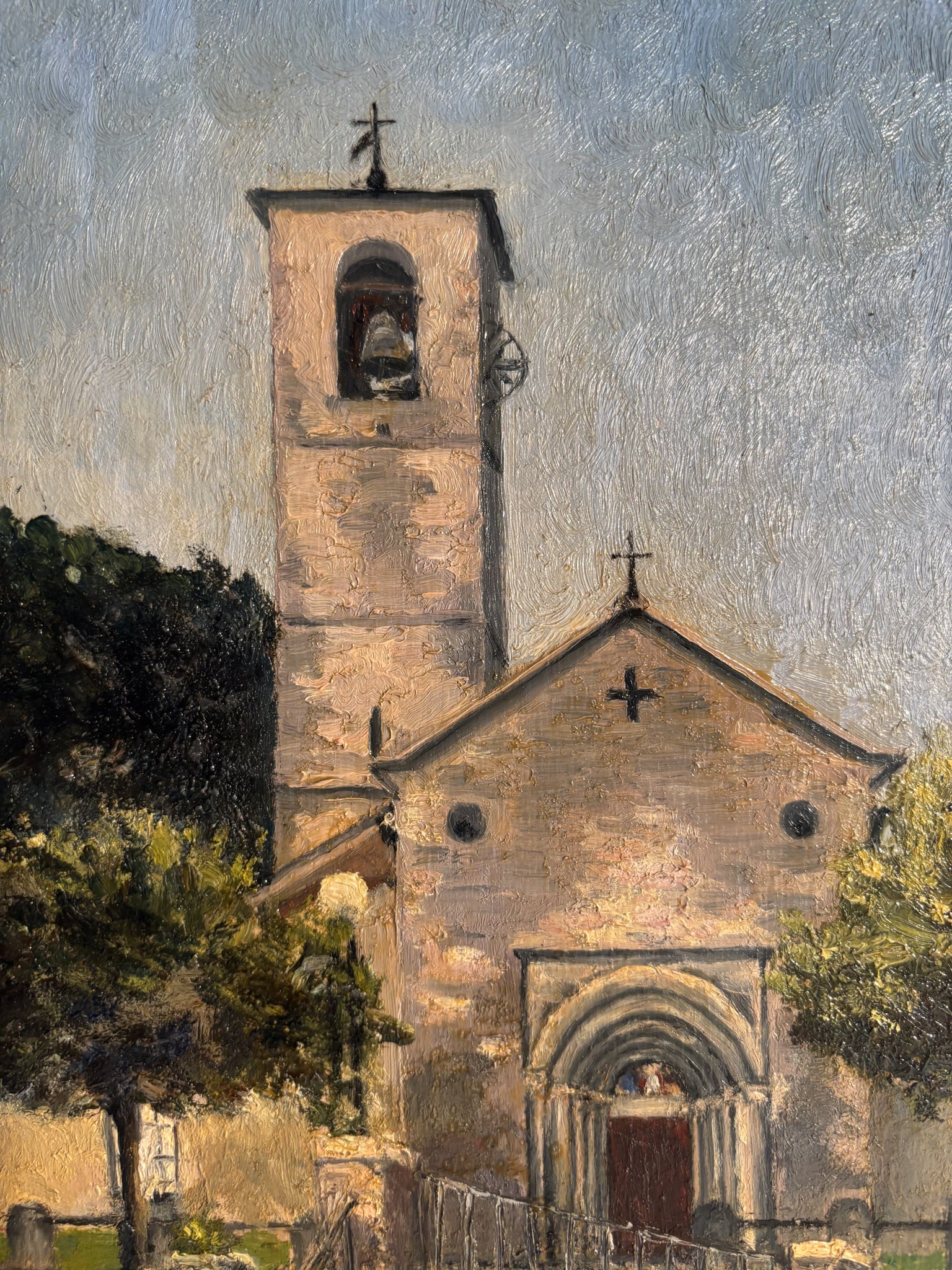 Oil Painting on Cardboard of Church from the 60s