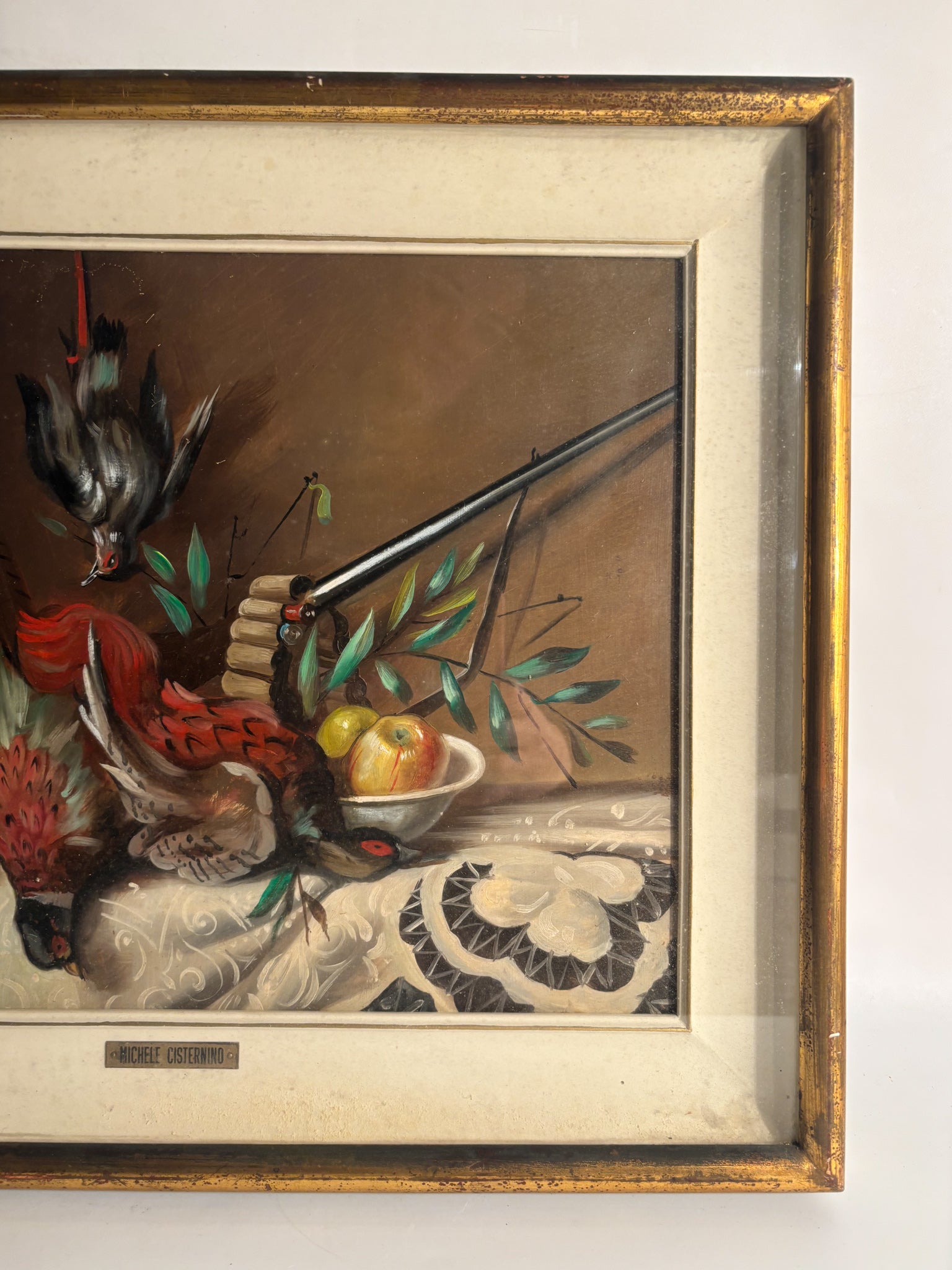 Oil Painting on Cardboard of Still Life by Michele Cisternino 1970s