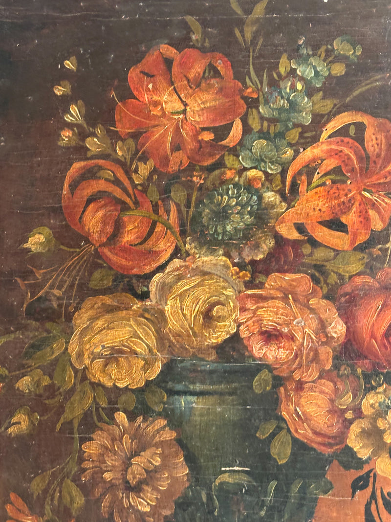 Oil Painting on Panel with Vase of Flowers from 1929