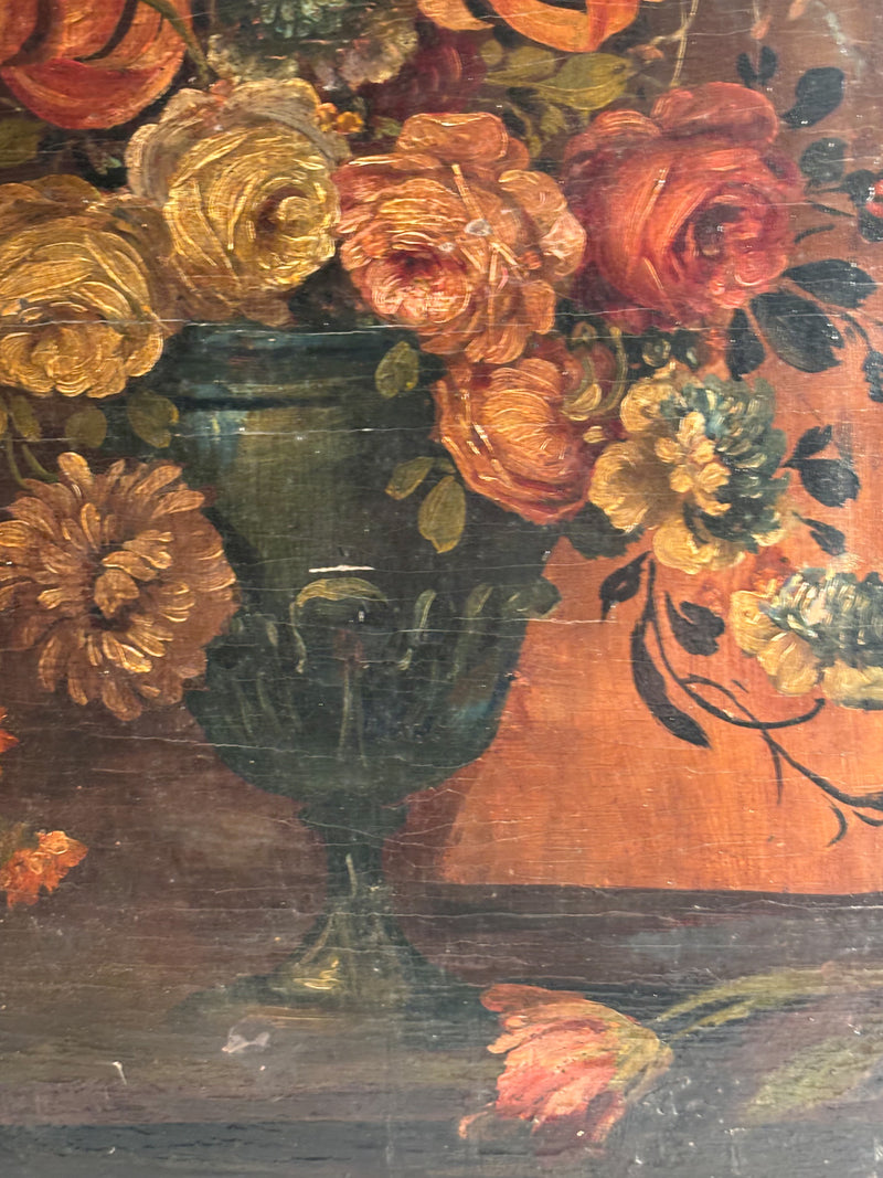 Oil Painting on Panel with Vase of Flowers from 1929