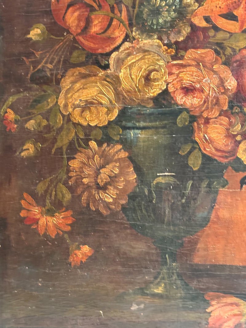 Oil Painting on Panel with Vase of Flowers from 1929