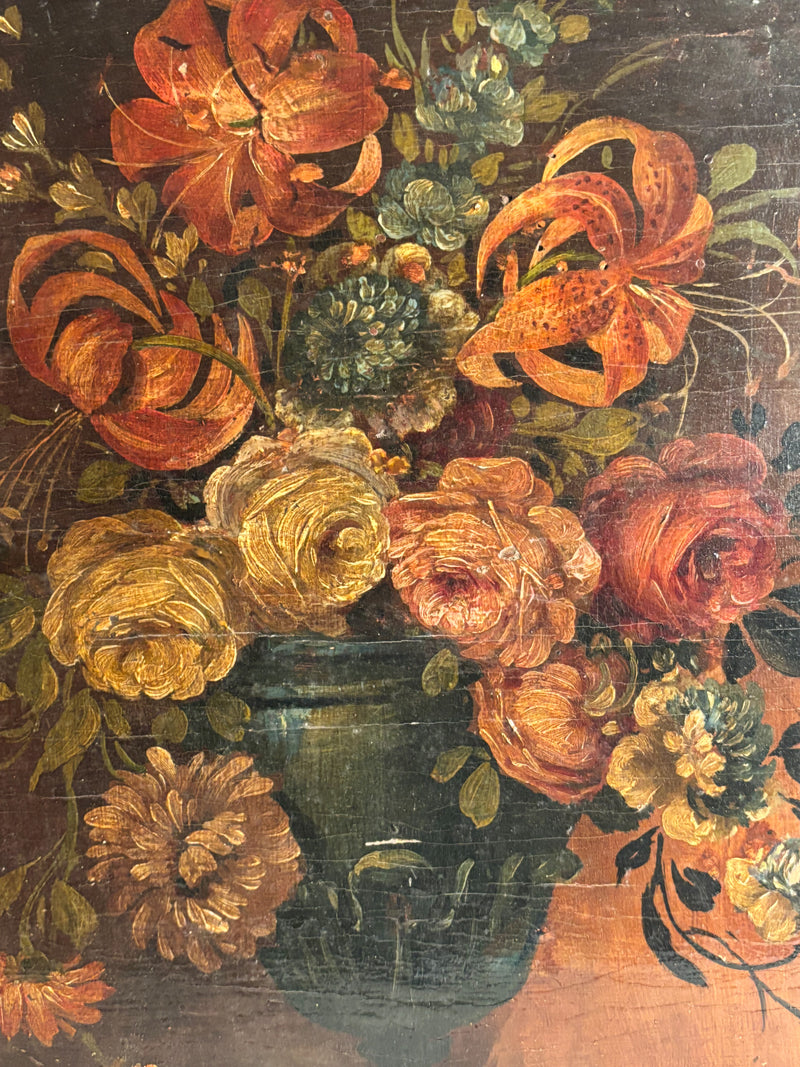 Oil Painting on Panel with Vase of Flowers from 1929