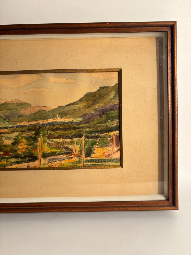 Watercolor Painting of Landscape by Giacomo Gabbiani 1950s