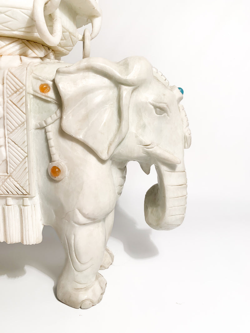 Scultura di Elefante in Marmo Indiano e Pietre Anni 40
