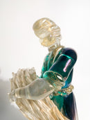 Scultura in Vetro di Murano Iridescente con Foglie d'Oro di Archimede Seguso Anni 40