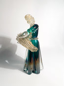 Scultura in Vetro di Murano Iridescente con Foglie d'Oro di Archimede Seguso Anni 40